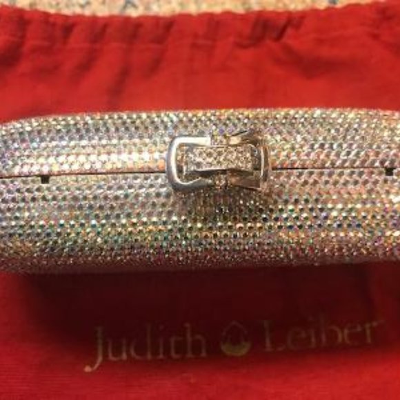 Judith Leiber  Minaudière Evening Silver Crystals Clutch - Picture 2 of 8